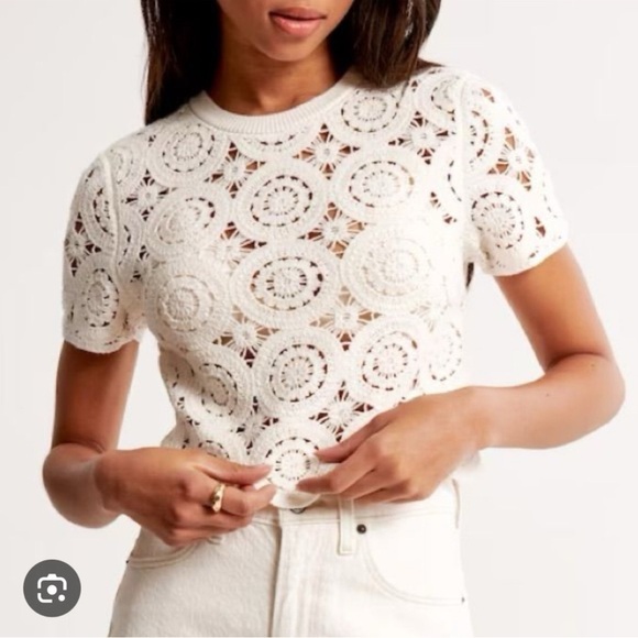 Abercrombie & Fitch White Crochet Women's Top - Picture 2 of 8